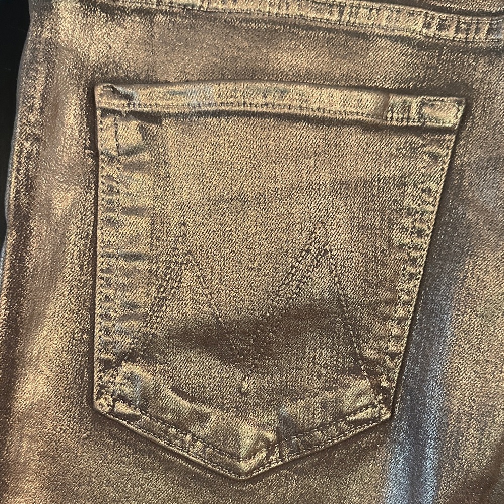 MOTHER Hustler Ankle Heavy Metal Flare Fray Jeans Never Worn Size 33 - Picture 12 of 16